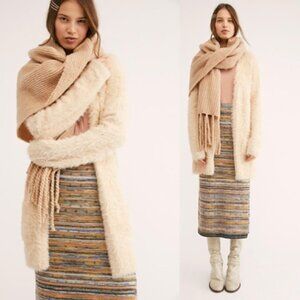 FREE PEOPLE Faux Fur Cardigan Almond Sz L